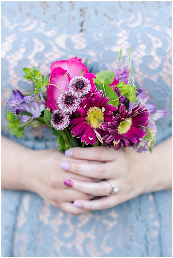 floral bouquet for engagement photos 